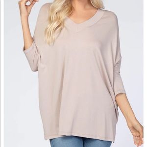 Light Mocha V-Neck Top